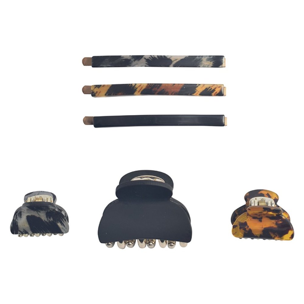 NOIR 6 Piece Hair Clip Set Claw Clips Bobby Pins